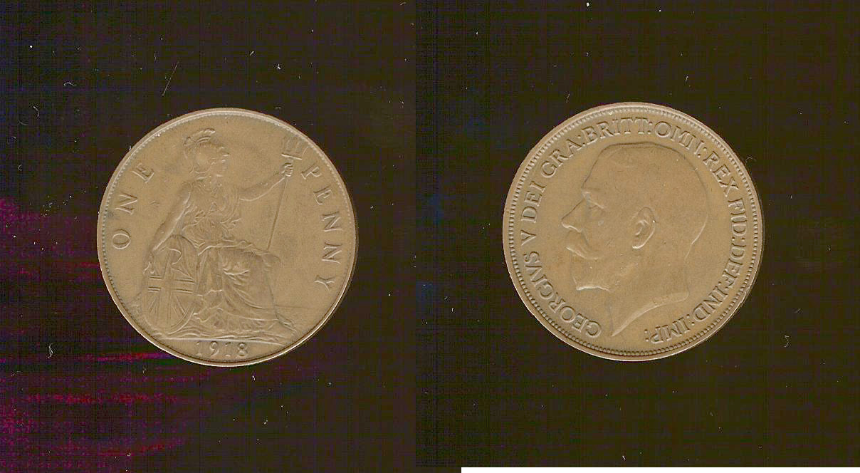 ROYAUME-UNI 1 Penny George V 1918 TTB+